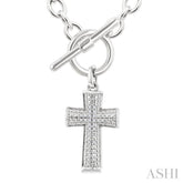 1/20 Ctw Cross Toggle Single Cut Diamond Fashion Necklace in Sterling Silver